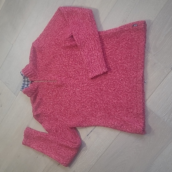 Woolrich Sweater Women's sz Medium Red 1/4 Zip Pullover Sweater - Picture 1 of 9